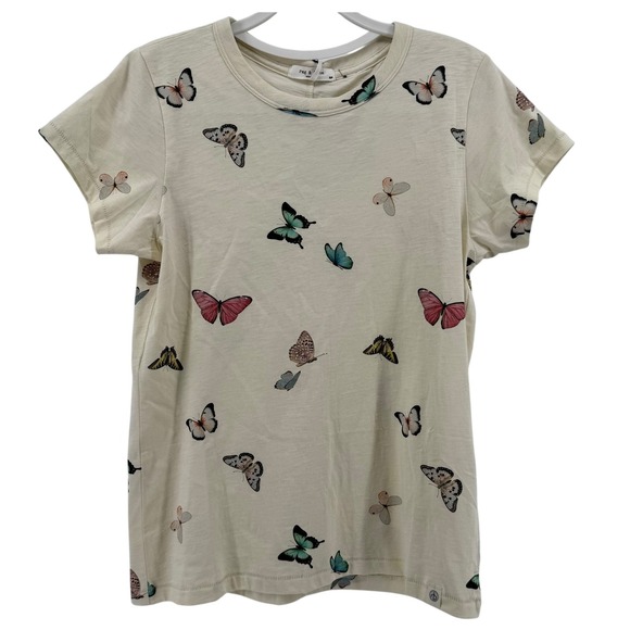 rag & bone Tops - Rag & Bone Ozzy Allover Butterfly Tee Ivory Multi Color Classic Womens Small New